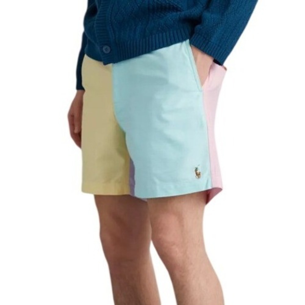 Polo Ralph Lauren Prepster Chambray Colorblock Shorts Pastel Rainbow XXL